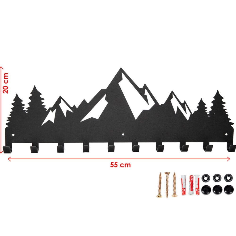 Wymiary dużego wieszaka naścianę z motywem górskim